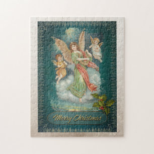 Merry Christmas,Angels Retro  Jigsaw Puzzle