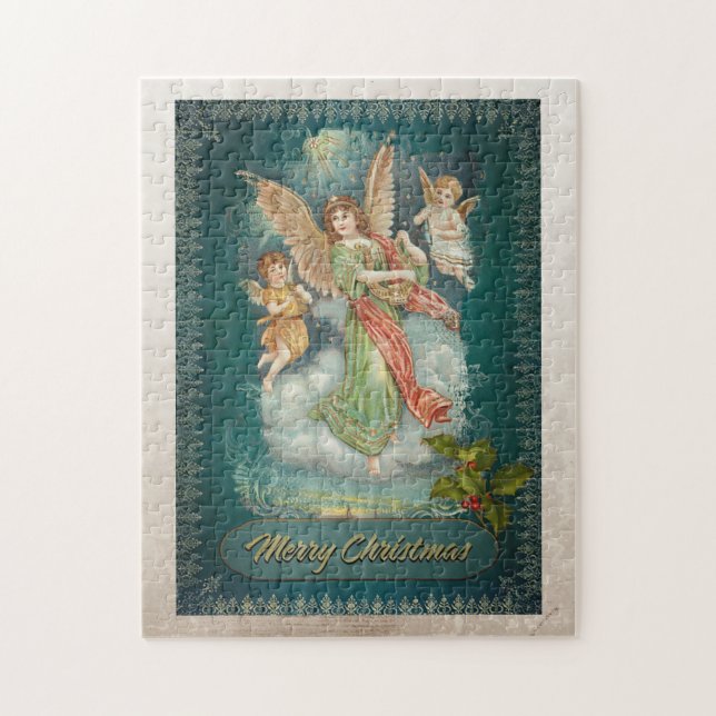 Merry Christmas,Angels Retro  Jigsaw Puzzle (Vertical)