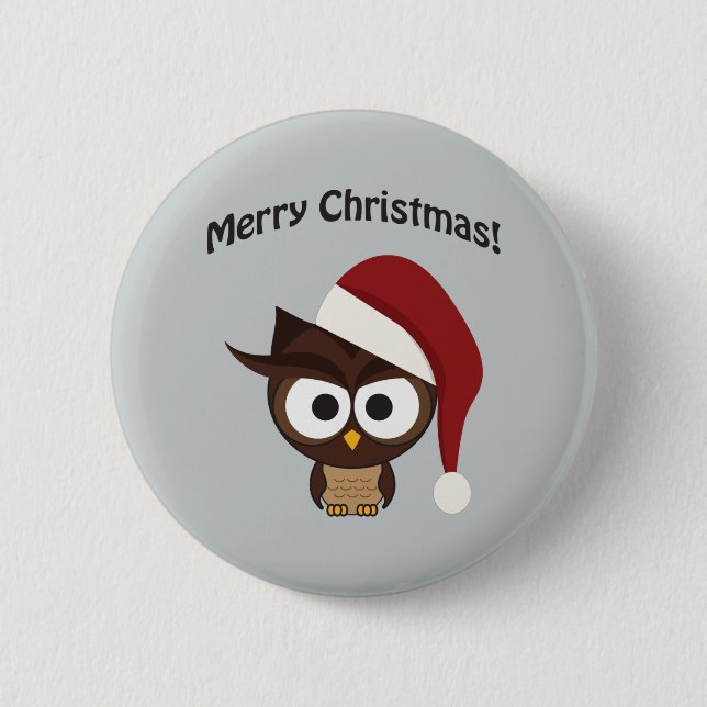 Merry Christmas Angry Owl 2 Inch Round Button (Front)