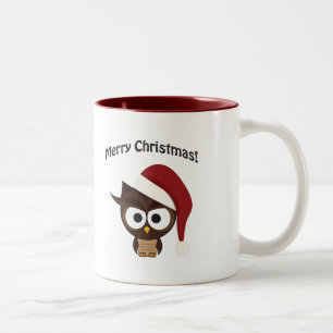 Merry Christmas Angry Owl Two-Tone Coffee Mug