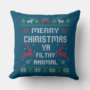 Merry Christmas Animal Filthy Ya Great Throw Pillow