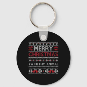 Merry Christmas Animal Filthy Ya Ugly Style Xmas Keychain