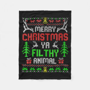 Merry Christmas Animal Filthy Ya Xmas Family Pajam Fleece Blanket