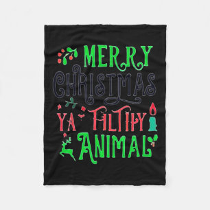 Merry Christmas Animal Filthy Ya Xmas Family Pajam Fleece Blanket