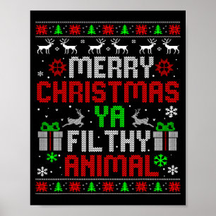 Merry Christmas Animal Filthy Ya Xmas Family Pajam Poster