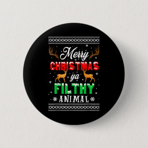 Merry Christmas Animal Filthy Ya Xmas Pajama 2 Inch Round Button