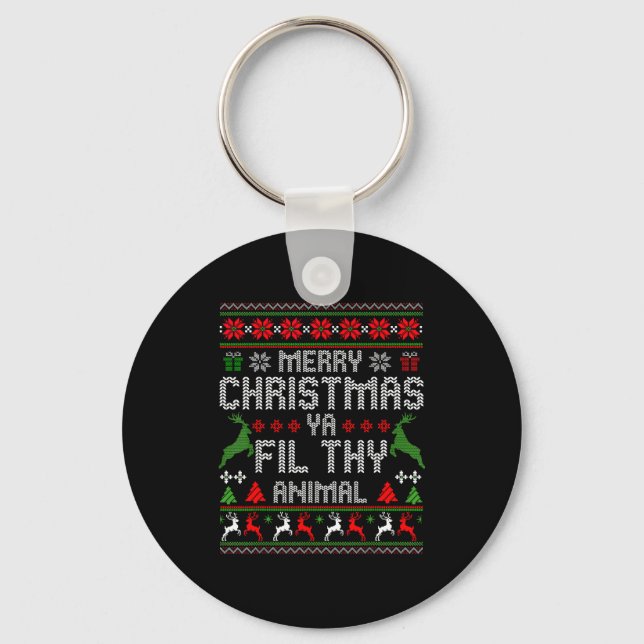 Merry Christmas Animal Filthy Ya Xmas Pajama Chris Keychain (Front)