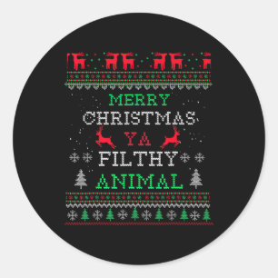 Merry Christmas Animal Filthy Ya Xmas Pajama Famil Classic Round Sticker