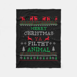 Merry Christmas Animal Filthy Ya Xmas Pajama Famil Fleece Blanket