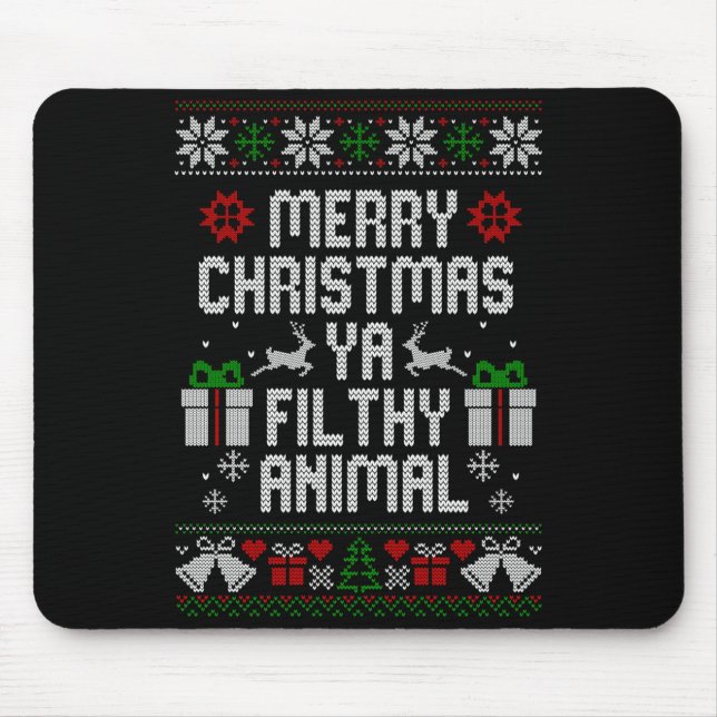 Merry Christmas Animal Filthy Ya Xmas Pajama Long  Mouse Pad (Front)