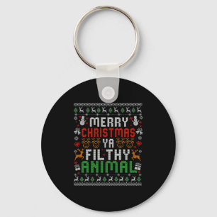 Merry Christmas Animal Filthy Ya Xmas Pajama Shirt Keychain