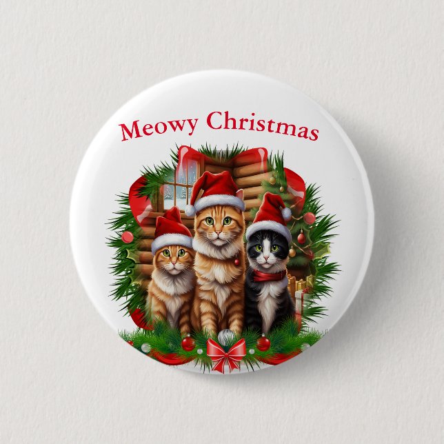 Merry Christmas Animals 2 Inch Round Button (Front)