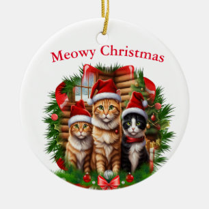 Merry Christmas animals Ceramic Ornament