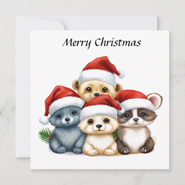 Merry Christmas Animals Holiday Card (Front)