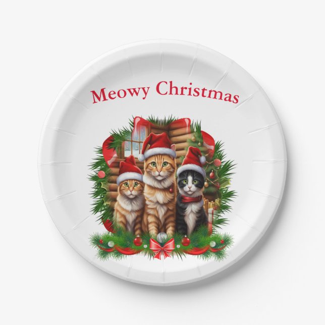 Merry Christmas Animals Paper Plate (Front)