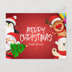 Merry Christmas Animals Postcard