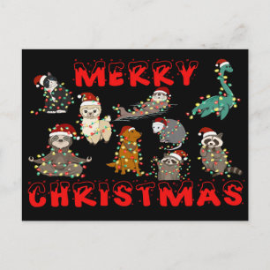 Merry Christmas Animals with Lights Postcard