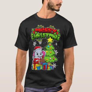 Merry Christmas Animals  Xmas Elephant  T-Shirt