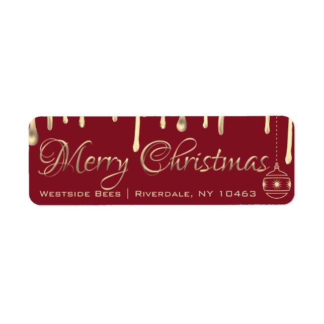 Merry Christmas Apiary Label gold dripping honey (Front)