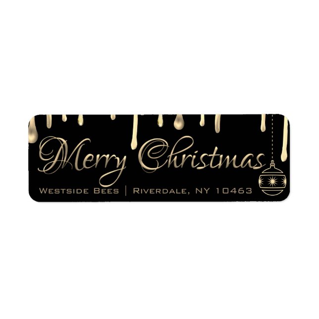 Merry Christmas Apiary Label gold dripping honey (Front)