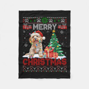 Merry Christmas Apoo Dog Lovers Family Ugly Xmas S Fleece Blanket