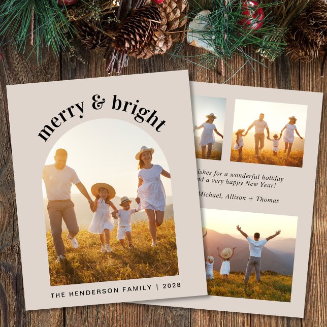 Merry Christmas Arch Photo Budget Holiday Card (Share the love and warmth of the season with your personalized photo Christmas card)