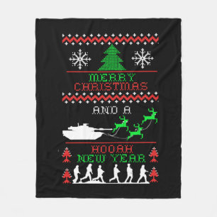Merry Christmas Army New Year Fleece Blanket