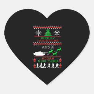 Merry Christmas Army New Year Heart Sticker