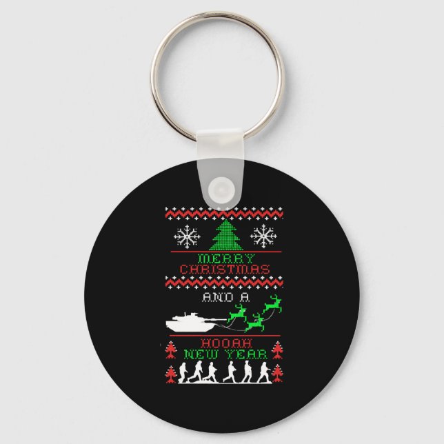 Merry Christmas Army New Year Keychain (Front)
