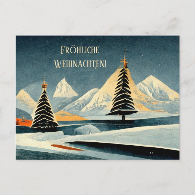 Merry Christmas Art deco map Postcard (Front)