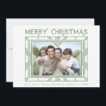 Merry Christmas Art Deco Photo Frame Green Holiday Card<br><div class="desc">A vintage inspired design with a a light and airy modern twist. A muted green art deco styled frame holds your photo (a filter is on the photo to desaturate it a bit to match the the vibe of the design but if you don't want this, click on customize further,...</div>