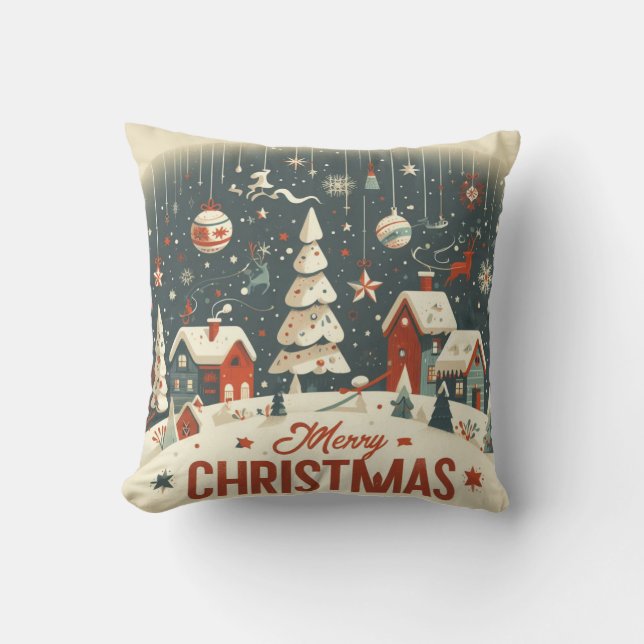 Merry Christmas art Throw Pillow (Front)