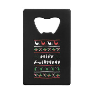 Merry Christmas - ASL American Sign Language I Credit Card Bottle Opener