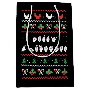 Merry Christmas - ASL American Sign Language I Medium Gift Bag