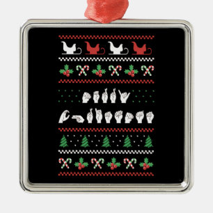 Merry Christmas - ASL American Sign Language I Metal Ornament