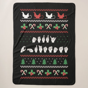 Merry Christmas - ASL American Sign Language I Sherpa Blanket