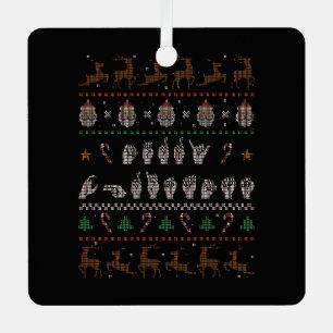 Merry Christmas - ASL American Sign Language II Metal Ornament