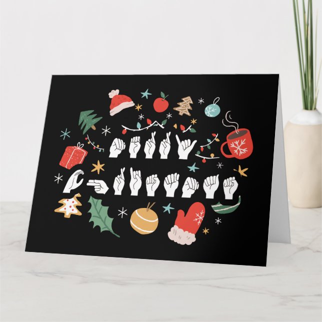 Merry Christmas - ASL American Sign Language III Card (Front)