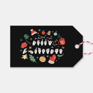 Merry Christmas - ASL American Sign Language III Gift Tags