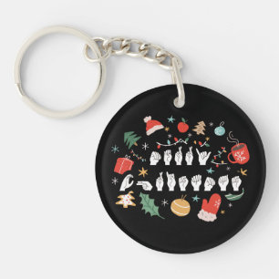 Merry Christmas - ASL American Sign Language III Keychain