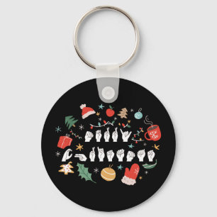 Merry Christmas - ASL American Sign Language III Keychain