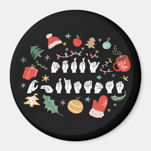 Merry Christmas - ASL American Sign Language III Magnet
