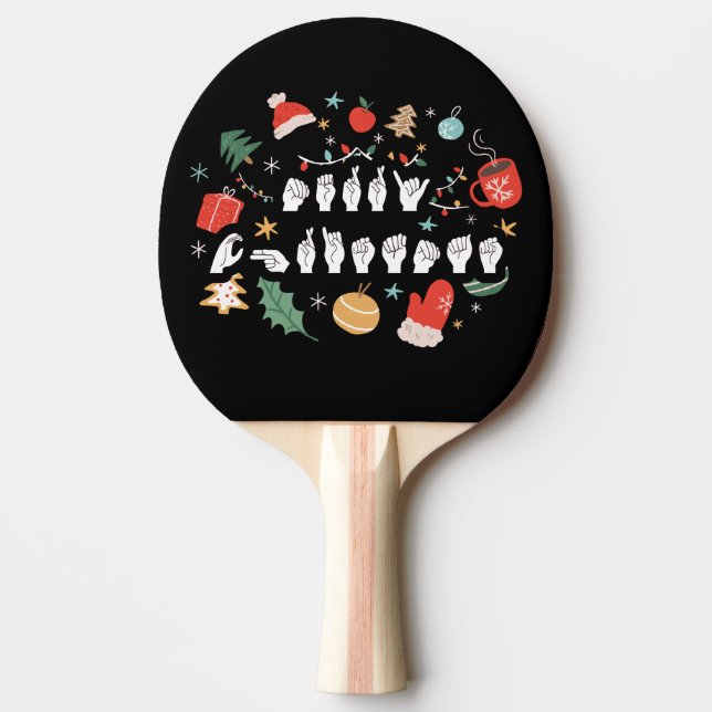 Merry Christmas - ASL American Sign Language III Ping Pong Paddle (Front)