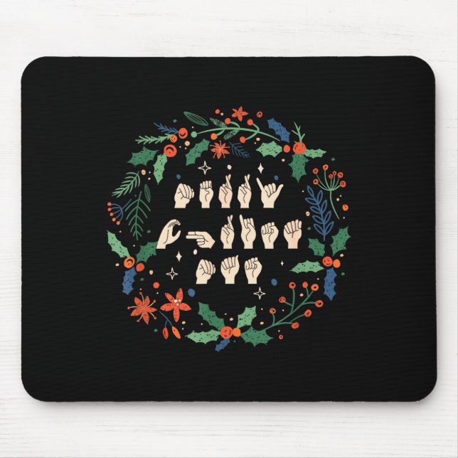 Merry Christmas Asl Sign Language Deaf Sped Women  Mouse Pad (Front)