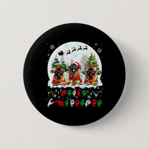 Merry Christmas Asl Sign Language Three Santa Leon 2 Inch Round Button