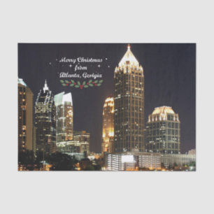 "Merry Christmas," Atlanta, Georgia Skyline Tissue Paper