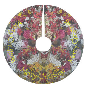 Merry Christmas Australian Native Flower Brushed Polyester Tree Skirt
