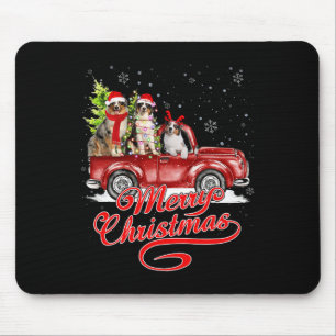 Merry Christmas Australian Shepherd Santa Reindeer Mouse Pad