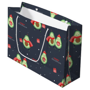 Merry Christmas Avocado Large Gift Bag