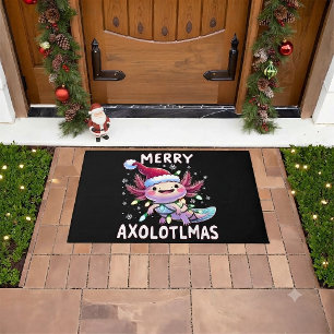 Merry Christmas Axolotl Lights Axolotlmas Tree Doormat